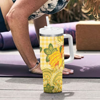 Hawaii Palaka Tumbler With Handle Cute Ripe Mango Turtle On The Waves