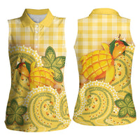Hawaii Palaka Women Sleeveless Polo Shirt Cute Ripe Mango Turtle On The Waves