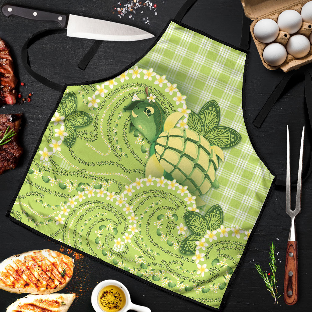 Hawaii Palaka Apron Cute Green Mango Turtle On The Waves