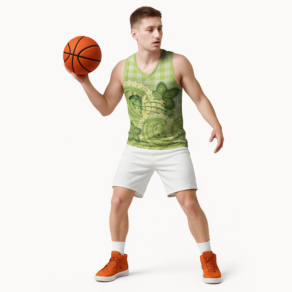 Hawaii Palaka Basketball Jersey Cute Green Mango Turtle On The Waves