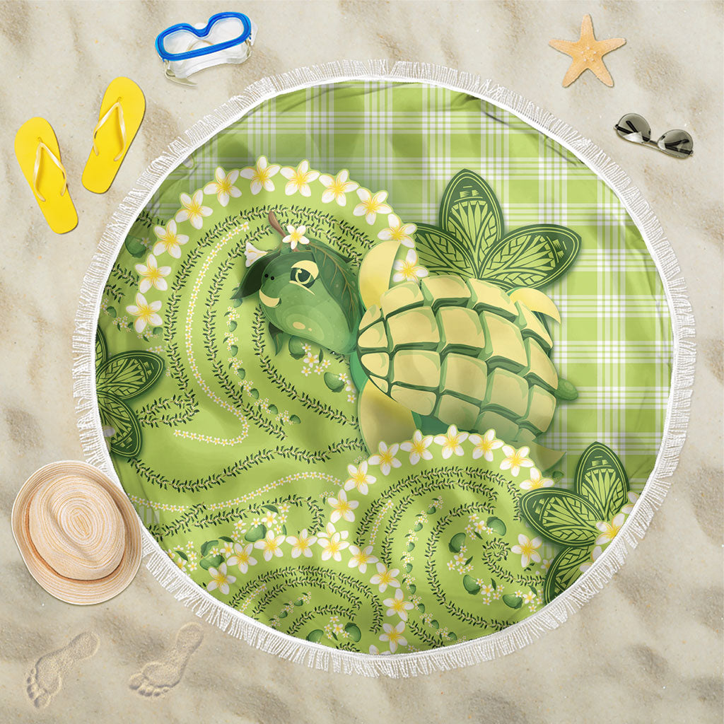 Hawaii Palaka Beach Blanket Cute Green Mango Turtle On The Waves