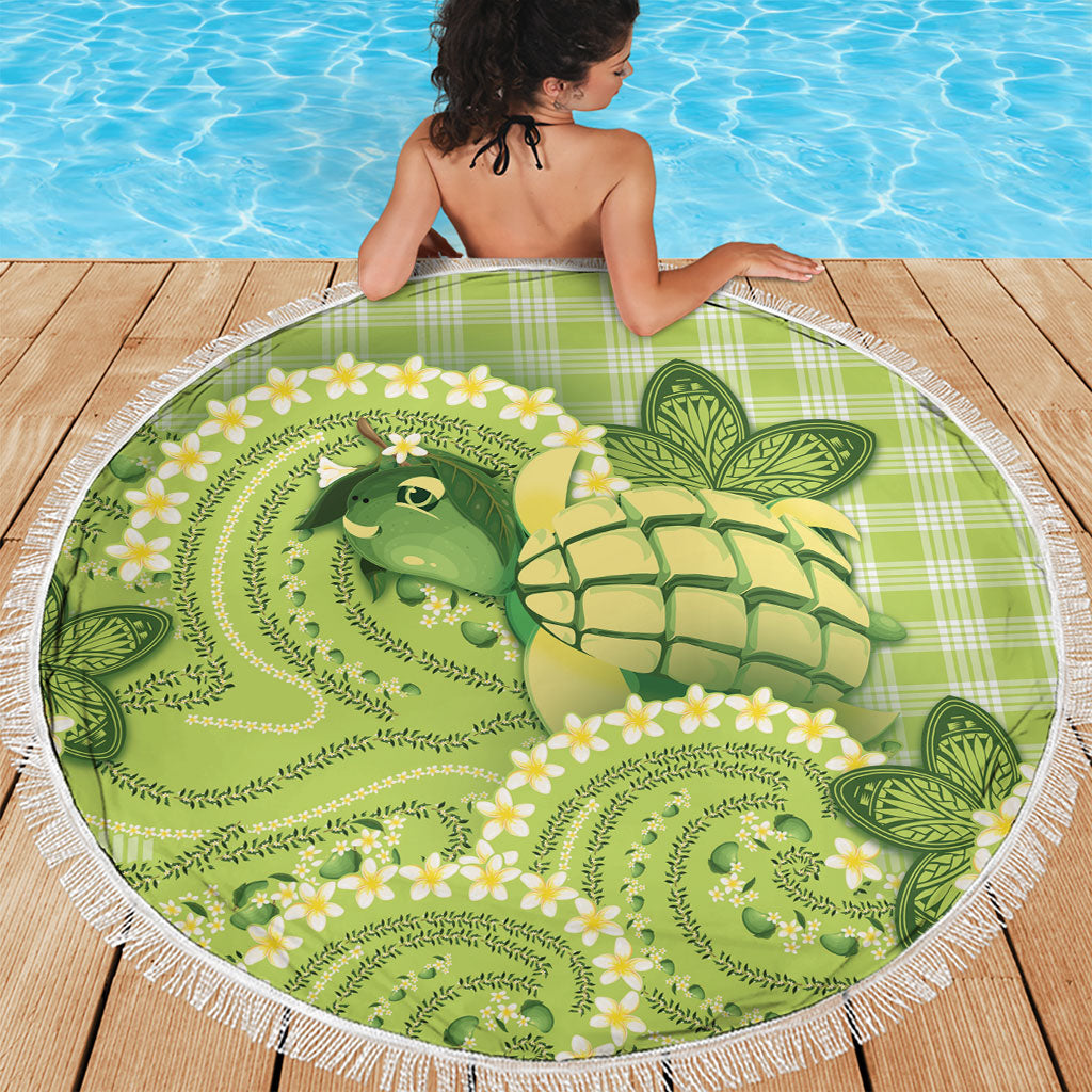 Hawaii Palaka Beach Blanket Cute Green Mango Turtle On The Waves