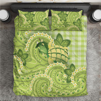 Hawaii Palaka Bedding Set Cute Green Mango Turtle On The Waves