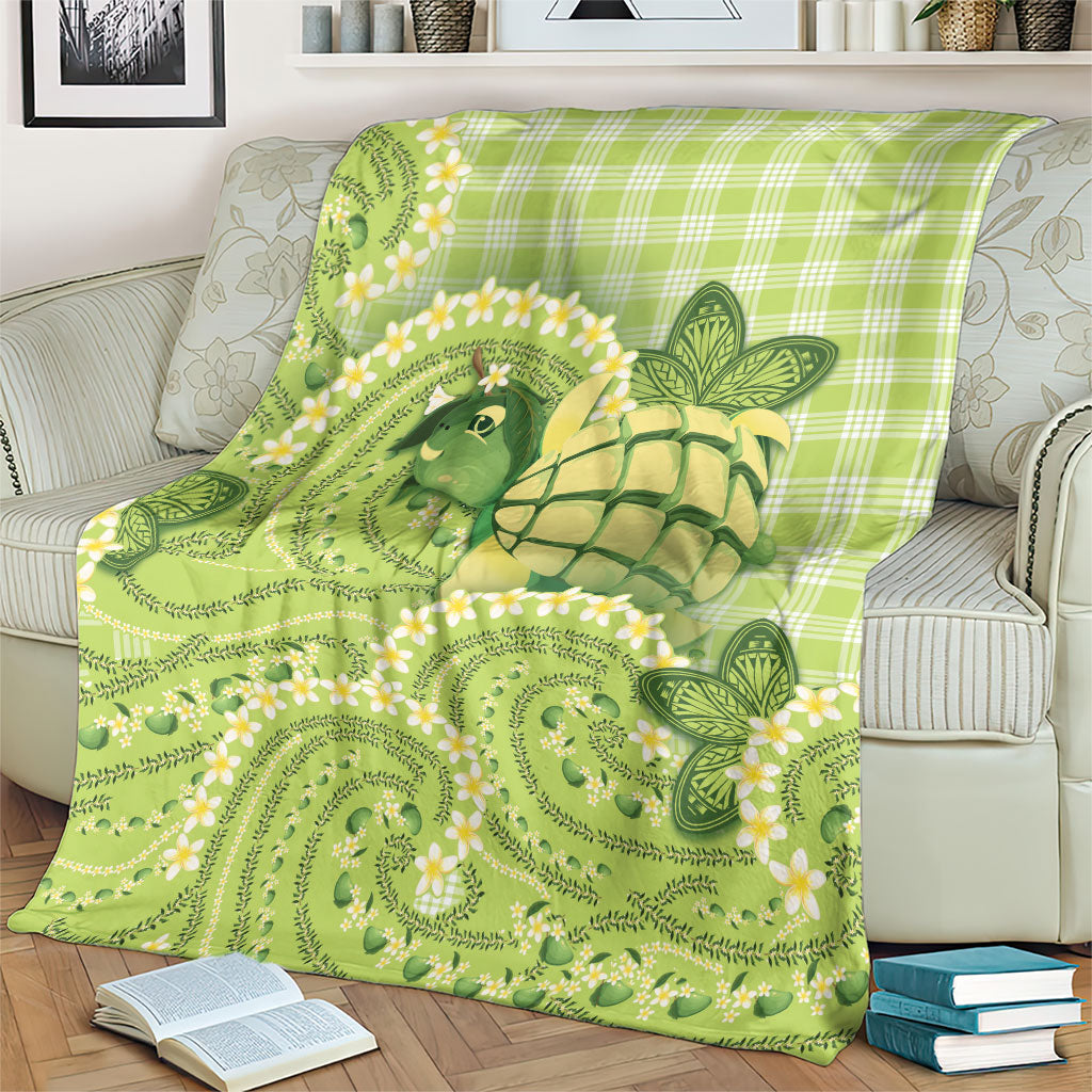 Hawaii Palaka Blanket Cute Green Mango Turtle On The Waves