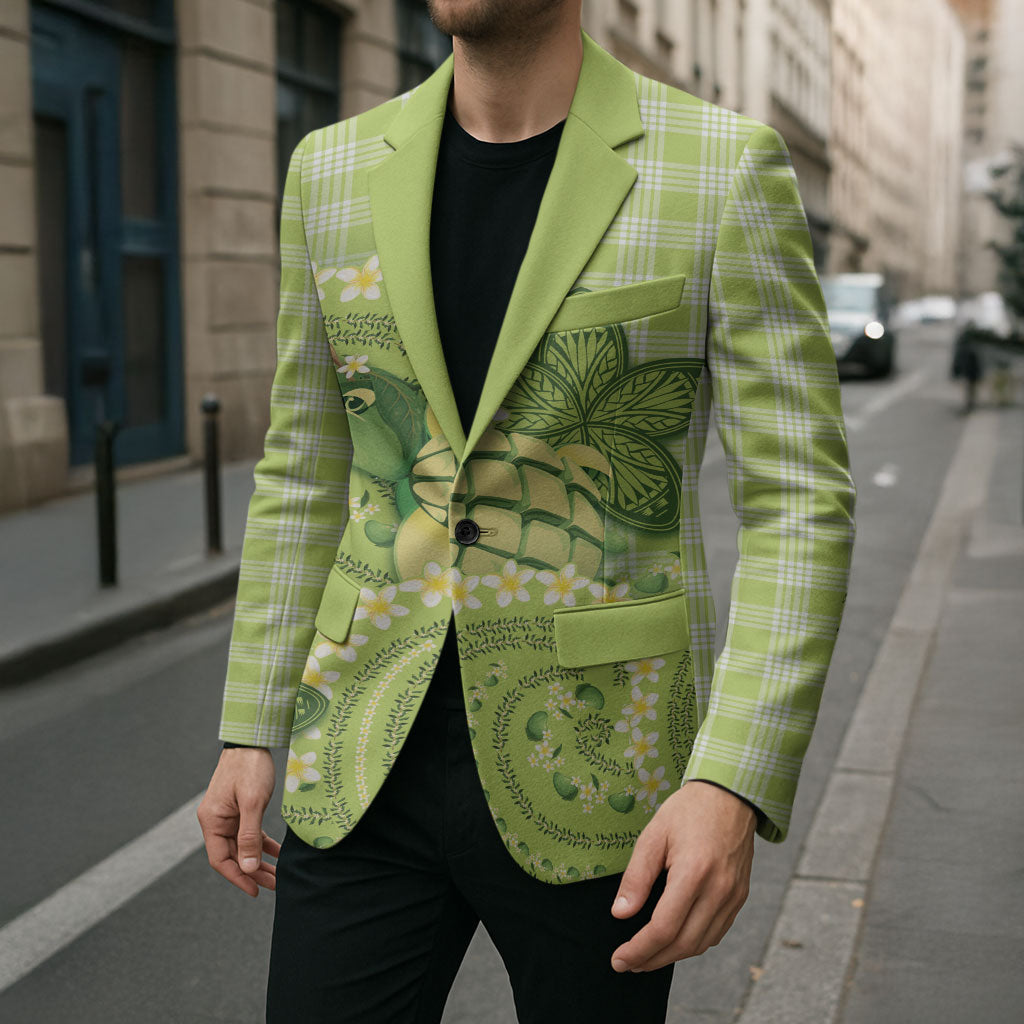 Hawaii Palaka Blazer Cute Green Mango Turtle On The Waves