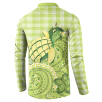 Hawaii Palaka Button Sweatshirt Cute Green Mango Turtle On The Waves