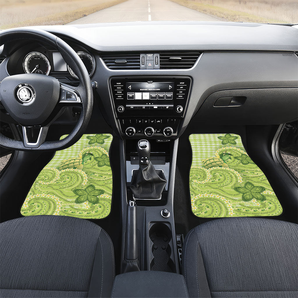 Hawaii Palaka Car Mats Cute Green Mango Turtle On The Waves