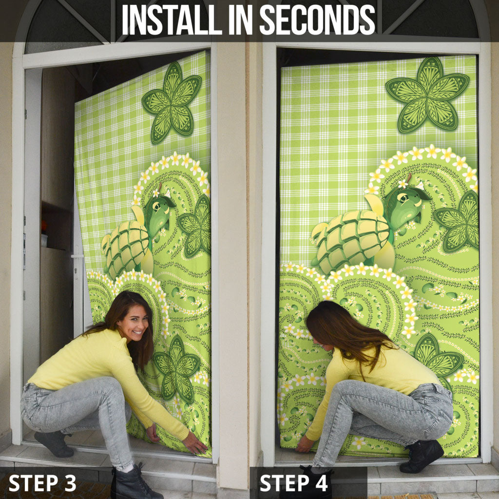 Hawaii Palaka Door Cover Cute Green Mango Turtle On The Waves