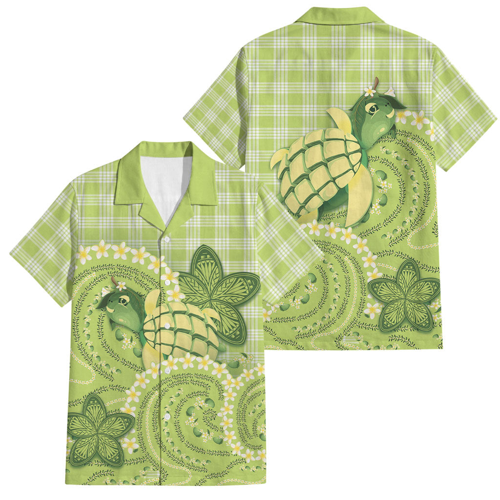 Hawaii Palaka Family Matching Long Sleeve Bodycon Dress and Hawaiian Shirt Cute Green Mango Turtle On The Waves