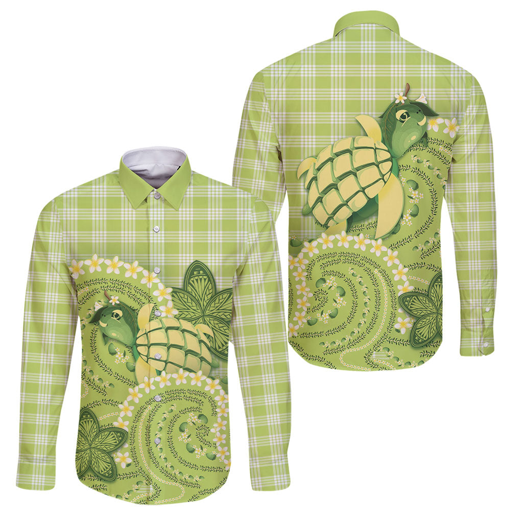 Hawaii Palaka Family Matching Off The Shoulder Long Sleeve Dress and Hawaiian Shirt Cute Green Mango Turtle On The Waves