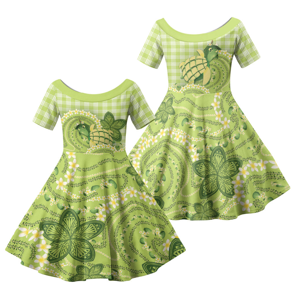 Hawaii Palaka Family Matching Summer Maxi Dress and Hawaiian Shirt Cute Green Mango Turtle On The Waves