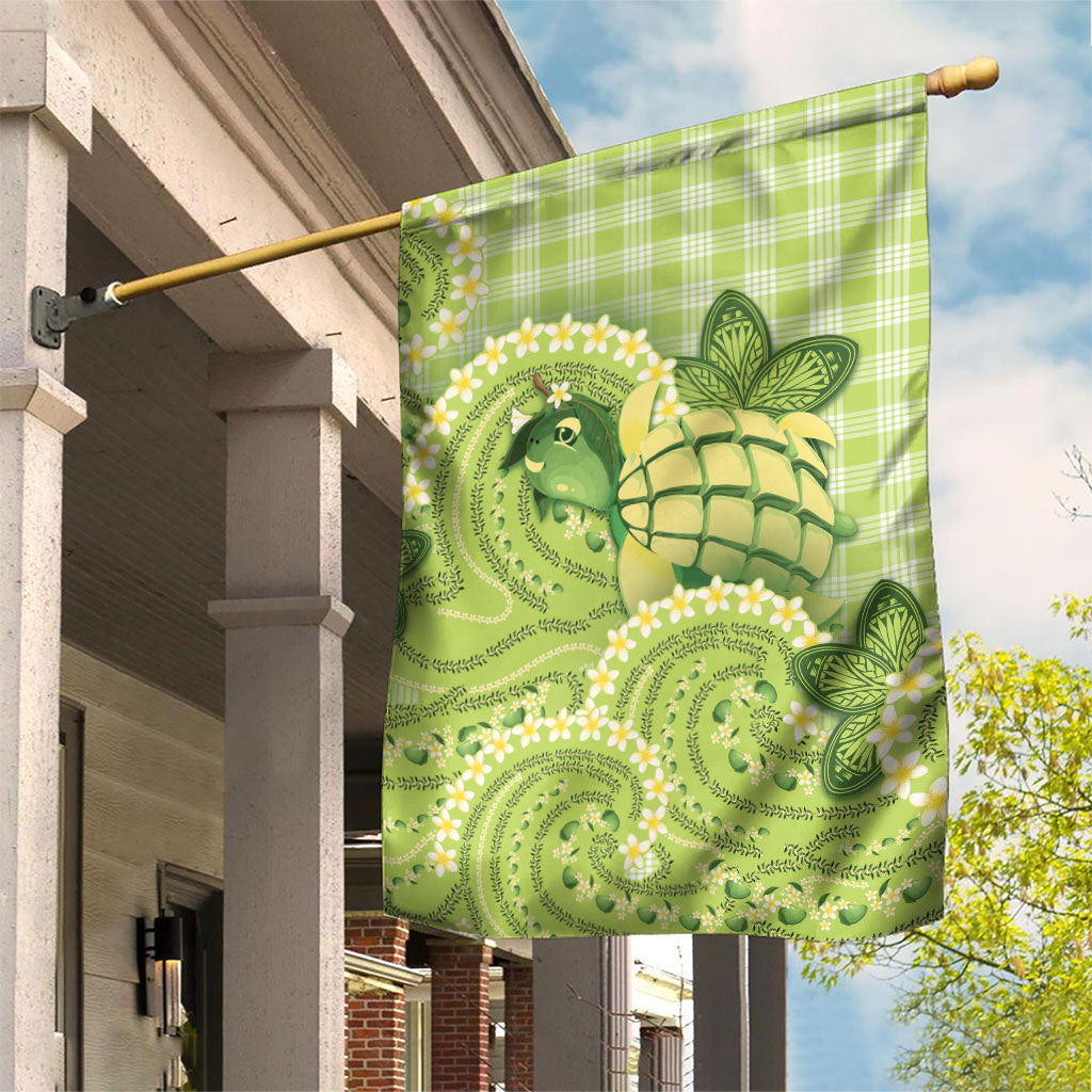 Hawaii Palaka Garden Flag Cute Green Mango Turtle On The Waves
