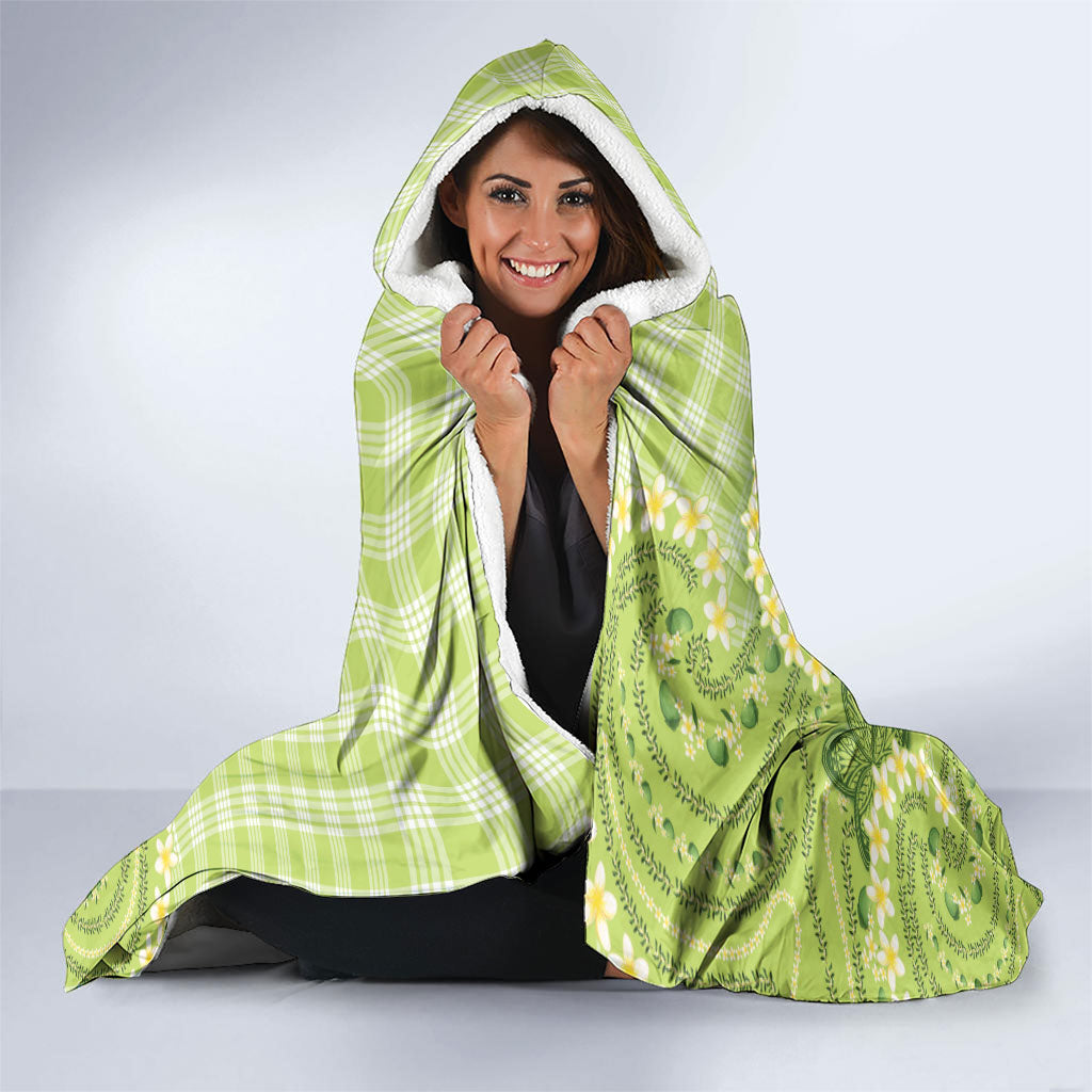 Hawaii Palaka Hooded Blanket Cute Green Mango Turtle On The Waves