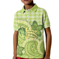 Hawaii Palaka Kid Polo Shirt Cute Green Mango Turtle On The Waves