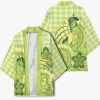 Hawaii Palaka Kimono Cute Green Mango Turtle On The Waves