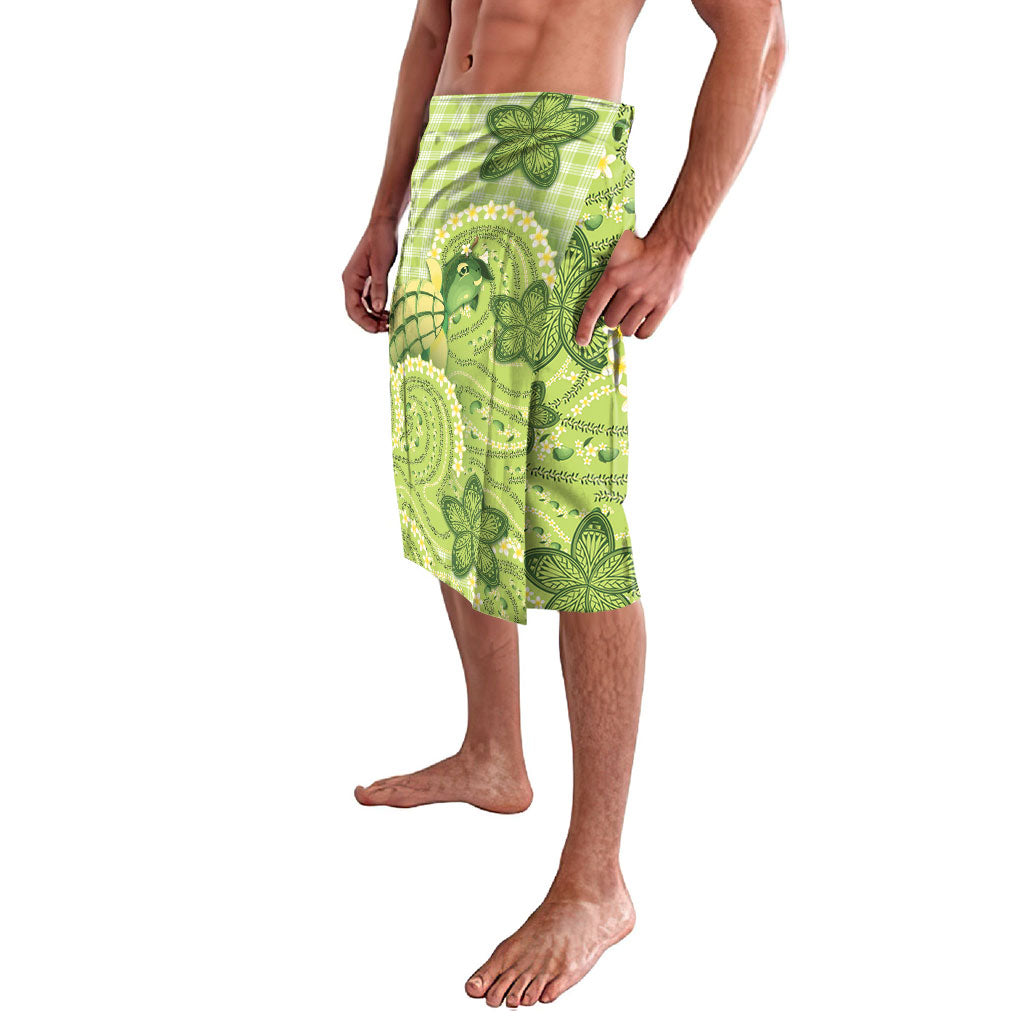 Hawaii Palaka Lavalava Cute Green Mango Turtle On The Waves