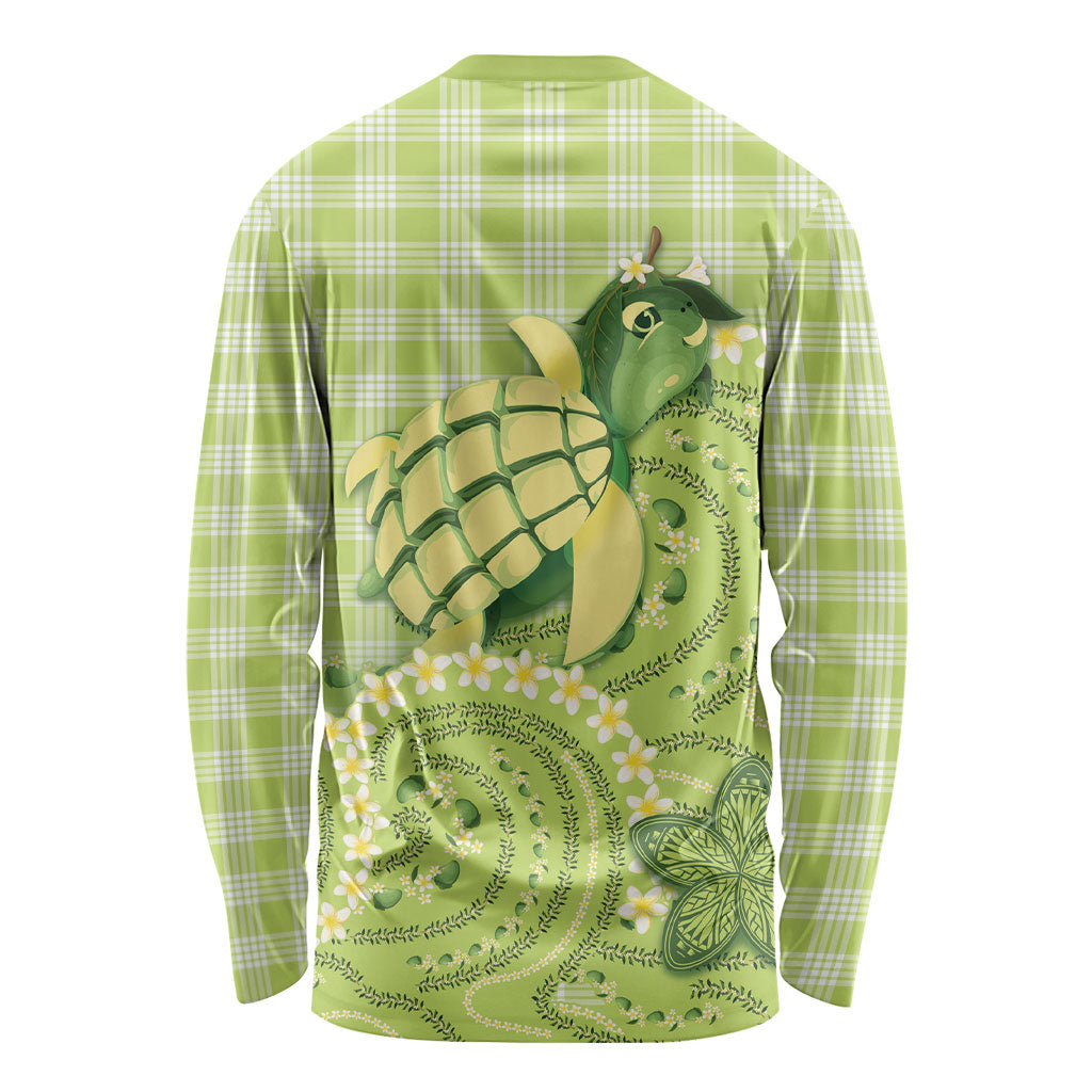 Hawaii Palaka Long Sleeve Shirt Cute Green Mango Turtle On The Waves