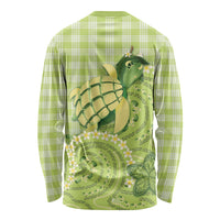 Hawaii Palaka Long Sleeve Shirt Cute Green Mango Turtle On The Waves