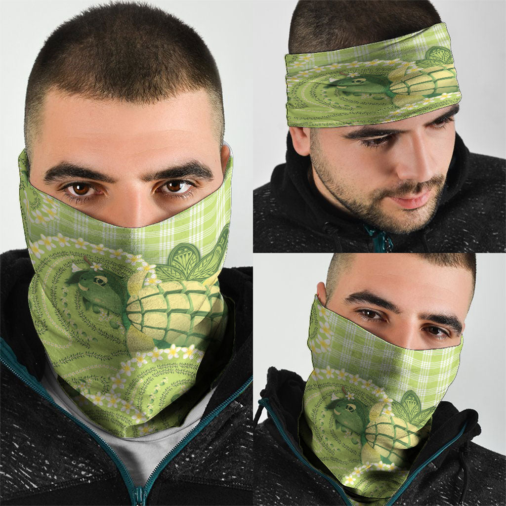 Hawaii Palaka Neck Gaiter Cute Green Mango Turtle On The Waves