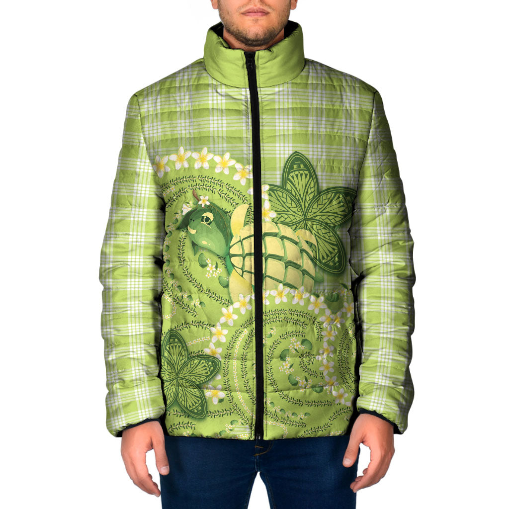 Hawaii Palaka Padded Jacket Cute Green Mango Turtle On The Waves