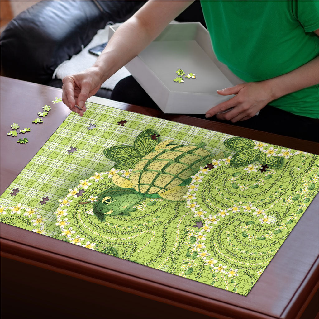Hawaii Palaka Puzzle Cute Green Mango Turtle On The Waves
