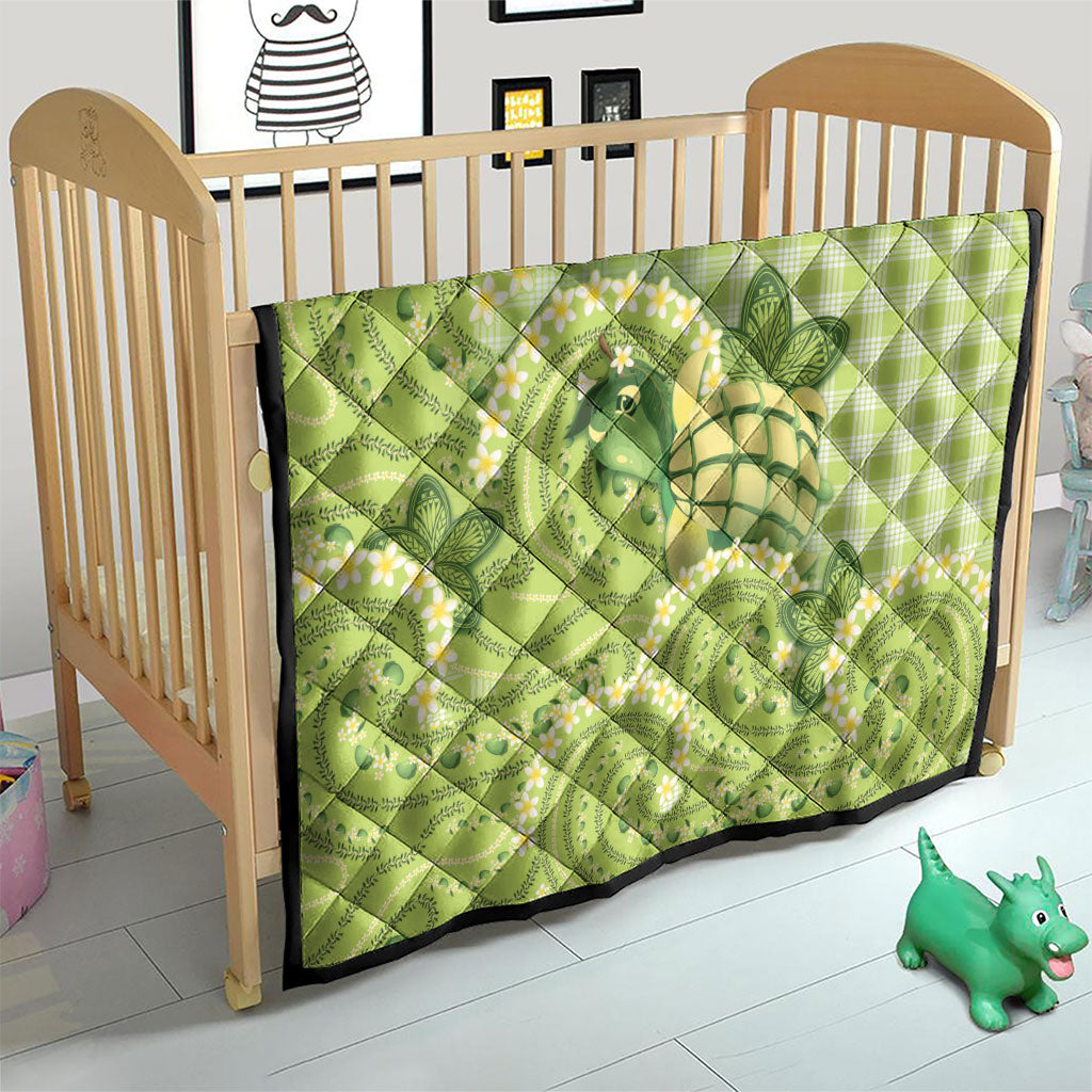 Hawaii Palaka Quilt Cute Green Mango Turtle On The Waves