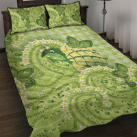 Hawaii Palaka Quilt Bed Set Cute Green Mango Turtle On The Waves