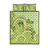 Hawaii Palaka Quilt Bed Set Cute Green Mango Turtle On The Waves