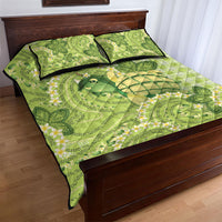 Hawaii Palaka Quilt Bed Set Cute Green Mango Turtle On The Waves