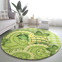 Hawaii Palaka Round Carpet Cute Green Mango Turtle On The Waves