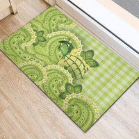 Hawaii Palaka Rubber Doormat Cute Green Mango Turtle On The Waves