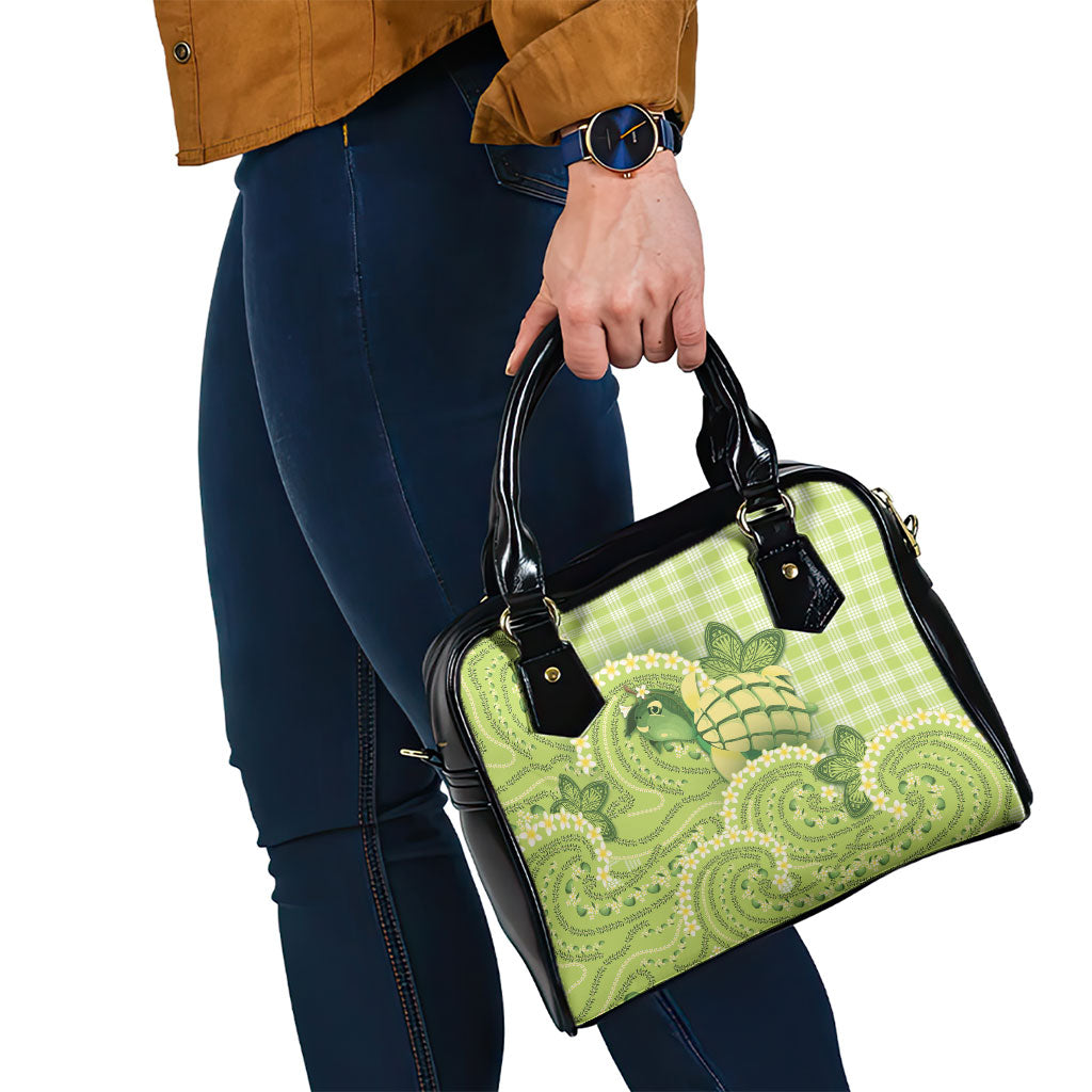 Hawaii Palaka Shoulder Handbag Cute Green Mango Turtle On The Waves