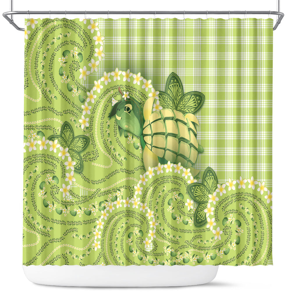 Hawaii Palaka Shower Curtain Cute Green Mango Turtle On The Waves
