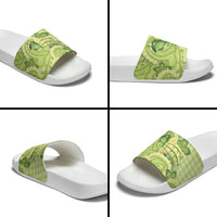 Hawaii Palaka Slide Sandals Cute Green Mango Turtle On The Waves