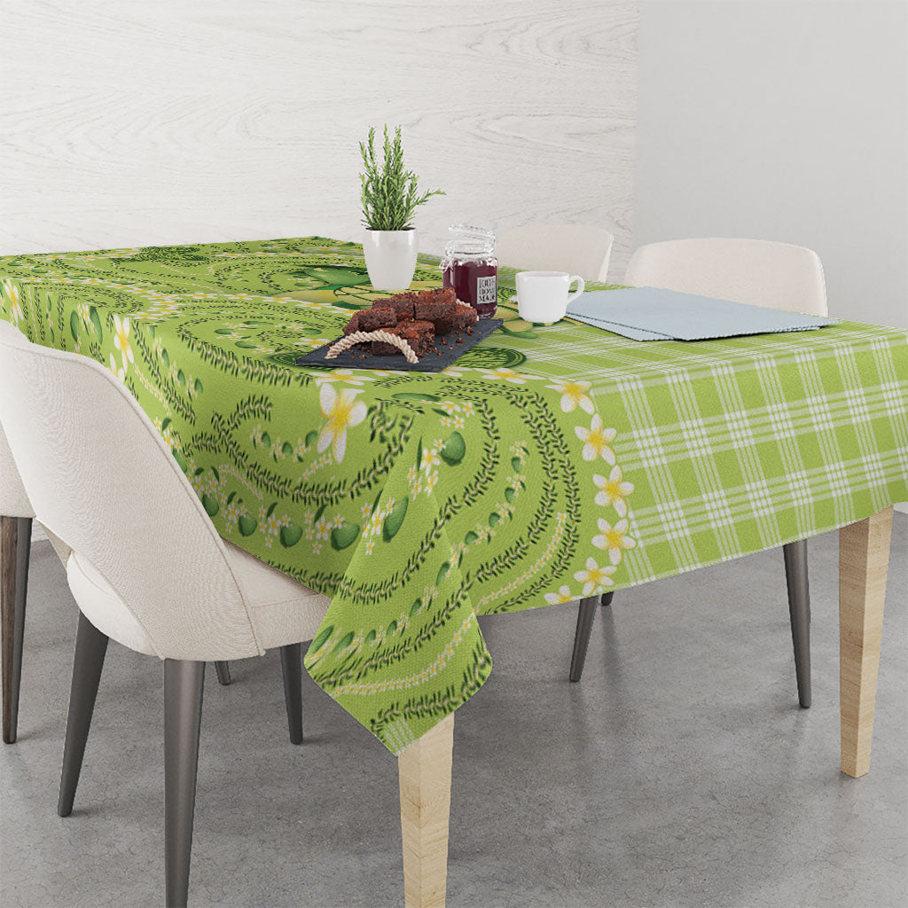 Hawaii Palaka Tablecloth Cute Green Mango Turtle On The Waves