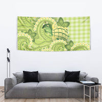 Hawaii Palaka Tapestry Cute Green Mango Turtle On The Waves