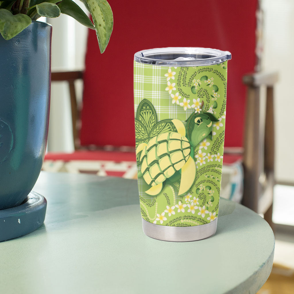 Hawaii Palaka Tumbler Cup Cute Green Mango Turtle On The Waves