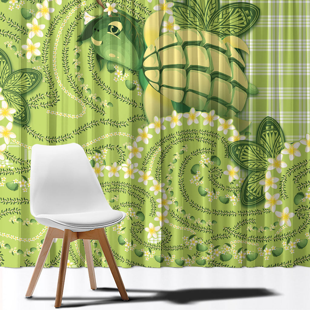 Hawaii Palaka Window Curtain Cute Green Mango Turtle On The Waves