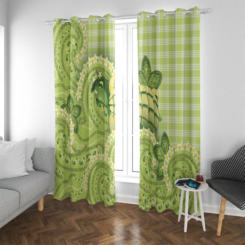 Hawaii Palaka Window Curtain Cute Green Mango Turtle On The Waves