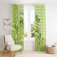 Hawaii Palaka Window Curtain Cute Green Mango Turtle On The Waves