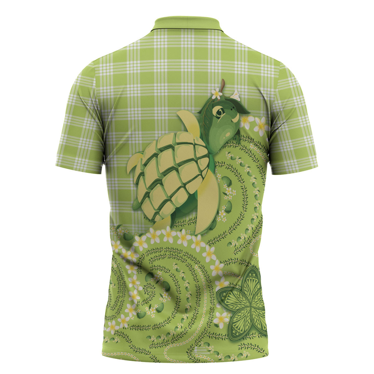 Hawaii Palaka Zipper Polo Shirt Cute Green Mango Turtle On The Waves