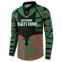 Custom Aotearoa Ngati Hine Button Sweatshirt Maori Pattern New Zealand - Polynesian Pride