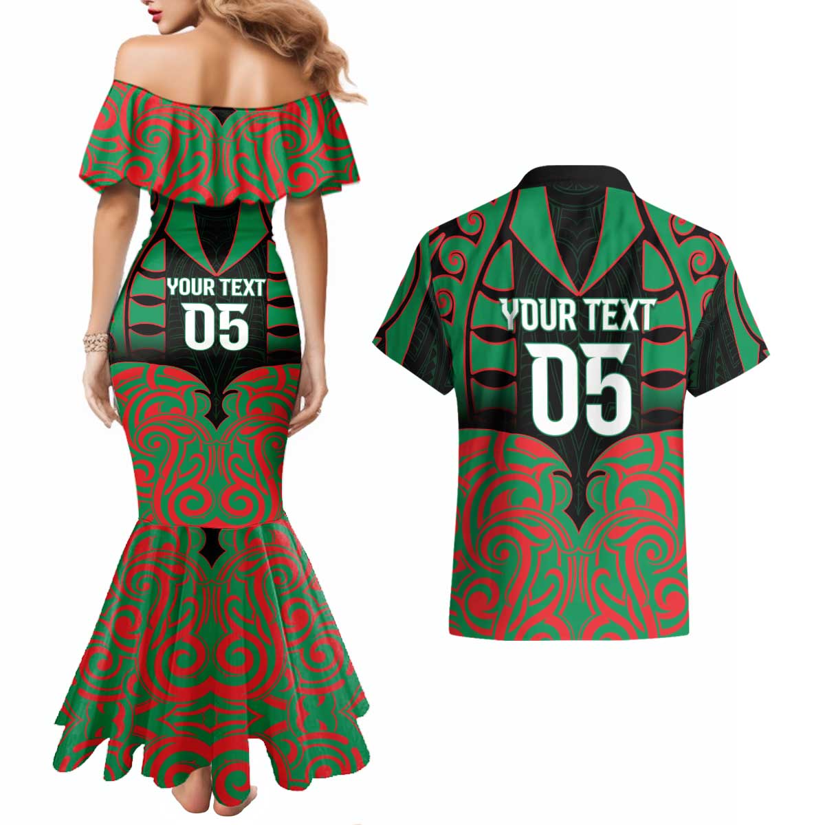 Custom Aotearoa Ngati Hine Couples Matching Mermaid Dress and Hawaiian Shirt Maori Pattern New Zealand DT05 - Polynesian Pride