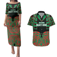 Custom Aotearoa Ngati Hine Couples Matching Puletasi and Hawaiian Shirt Maori Pattern New Zealand - Polynesian Pride