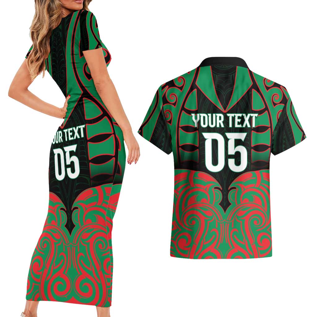 Custom Aotearoa Ngati Hine Couples Matching Short Sleeve Bodycon Dress and Hawaiian Shirt Maori Pattern New Zealand DT05 - Polynesian Pride