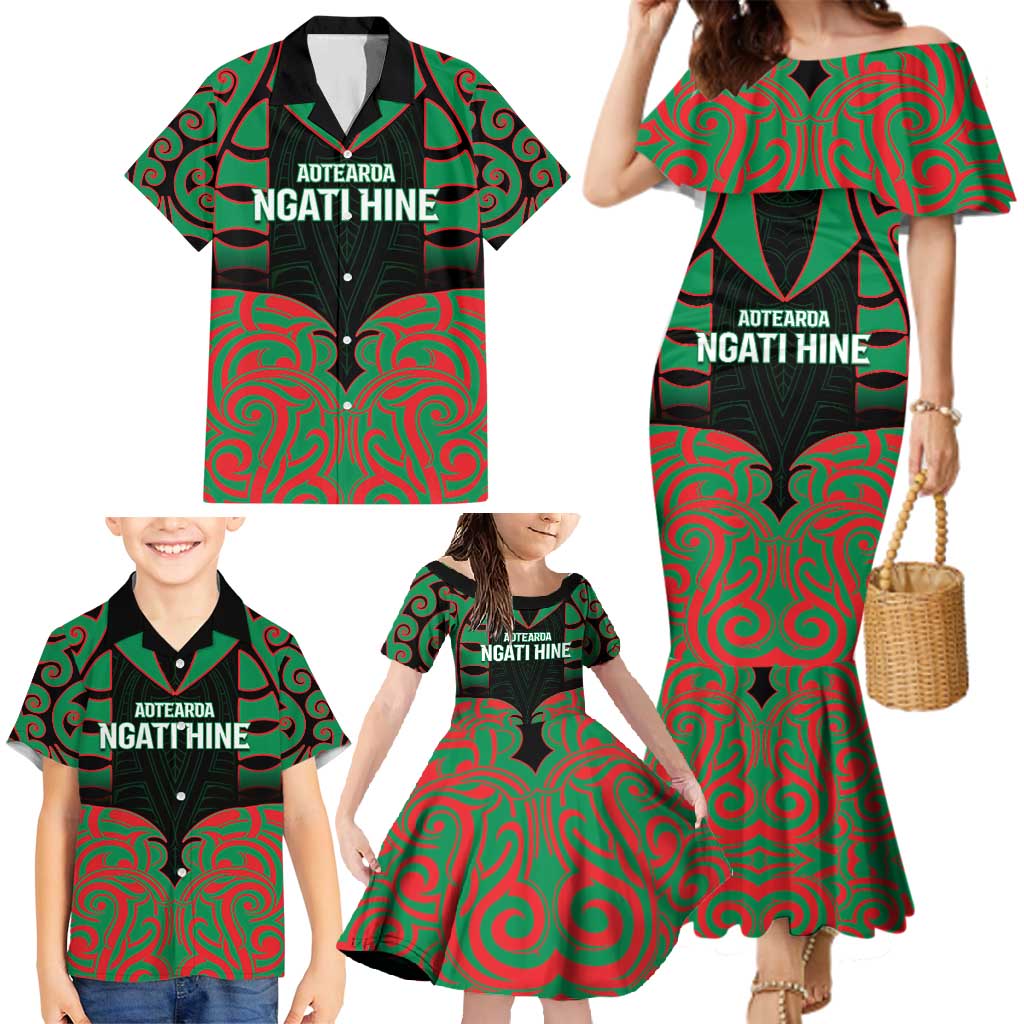 Custom Aotearoa Ngati Hine Family Matching Mermaid Dress and Hawaiian Shirt Maori Pattern New Zealand DT05 - Polynesian Pride