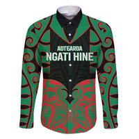 Custom Aotearoa Ngati Hine Family Matching Mermaid Dress and Hawaiian Shirt Maori Pattern New Zealand DT05 Dad's Shirt - Long Sleeve Green - Polynesian Pride