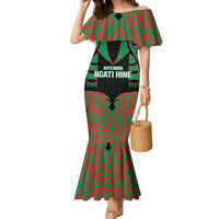 Custom Aotearoa Ngati Hine Family Matching Mermaid Dress and Hawaiian Shirt Maori Pattern New Zealand DT05 Mom's Dress Green - Polynesian Pride
