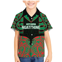 Custom Aotearoa Ngati Hine Family Matching Mermaid Dress and Hawaiian Shirt Maori Pattern New Zealand DT05 Son's Shirt Green - Polynesian Pride