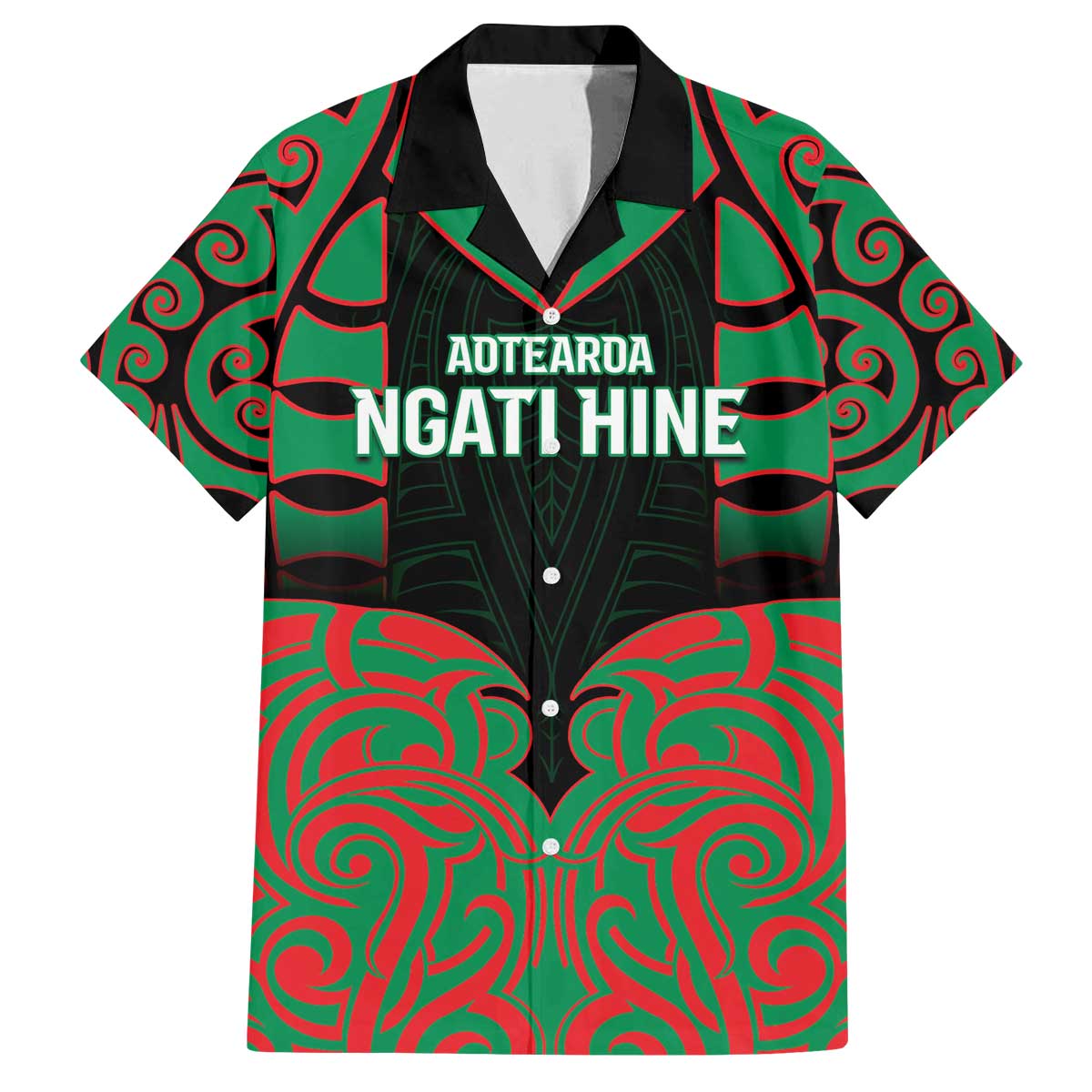 Custom Aotearoa Ngati Hine Family Matching Off The Shoulder Long Sleeve Dress and Hawaiian Shirt Maori Pattern New Zealand - Polynesian Pride
